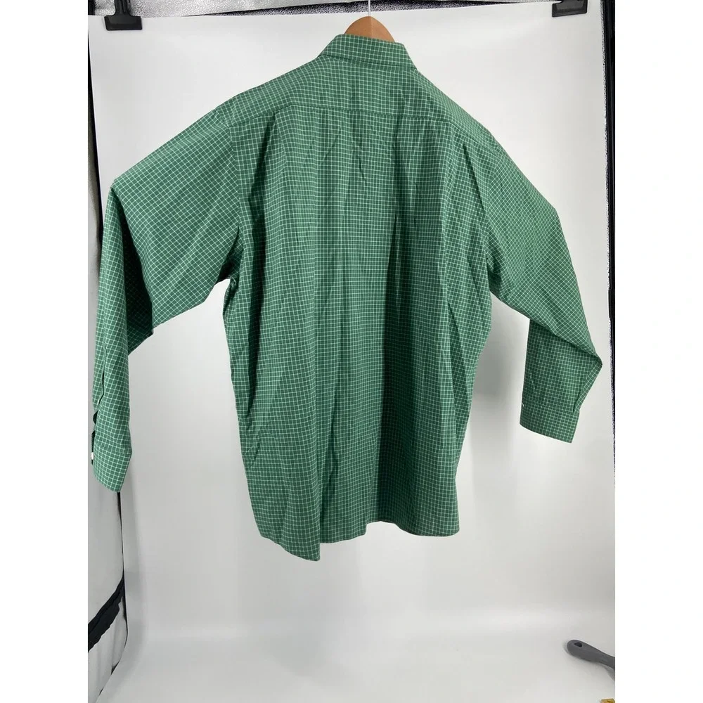 L.L. Bean Wrinkle Free‎ Traditional Fit Green /White Check Shirt Men's XL - Picture 3 of 5